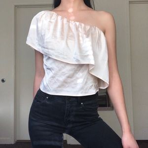 Light Pink, Satin One-Sided Blouse